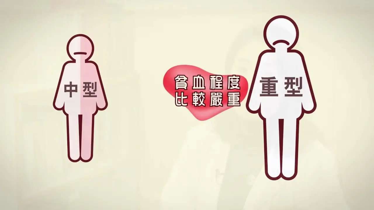 Illustration of two human figures with text in Chinese characters. The figure on the left is slimmer and pink, labeled "中型," while the figure on the right is larger and gray, labeled "重型." A heart shape with Chinese text is in the middle, giving it an animation-like quality suitable for a video production house.