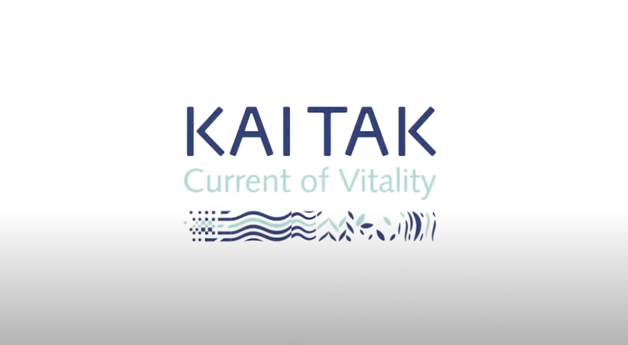 The logo for "KAITAK" with the tagline "Current of Vitality" and a row of abstract wave and geometric symbols beneath the text, all on a white background.