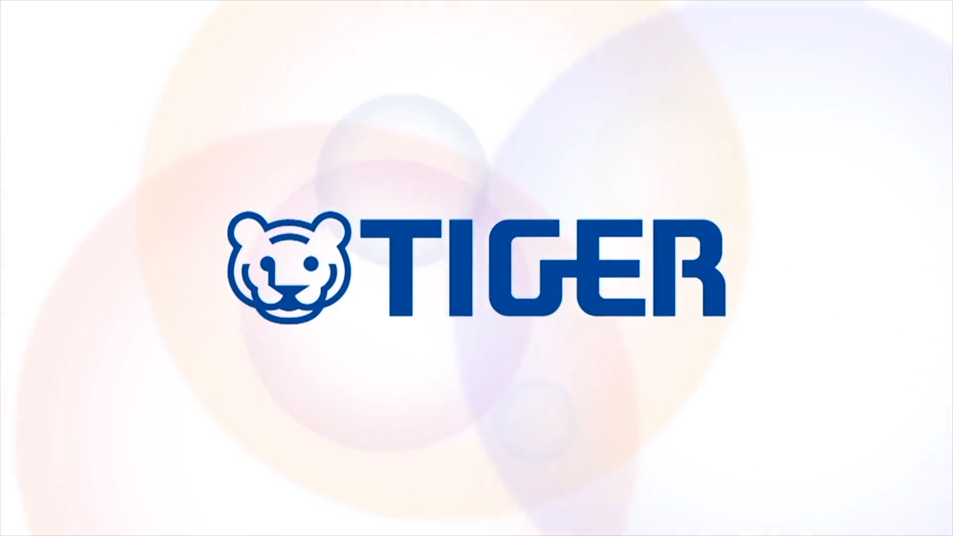 Blue "TIGER" logo with a stylized tiger face forming the letter "T," set against a soft, abstract background with overlapping pastel circles.